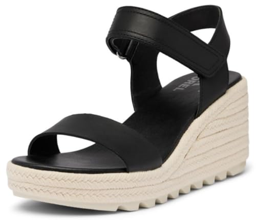Sorel Cameron Wedge Sandal, Sandalias con cuña Mujer, Tiza Negra, 39 EU