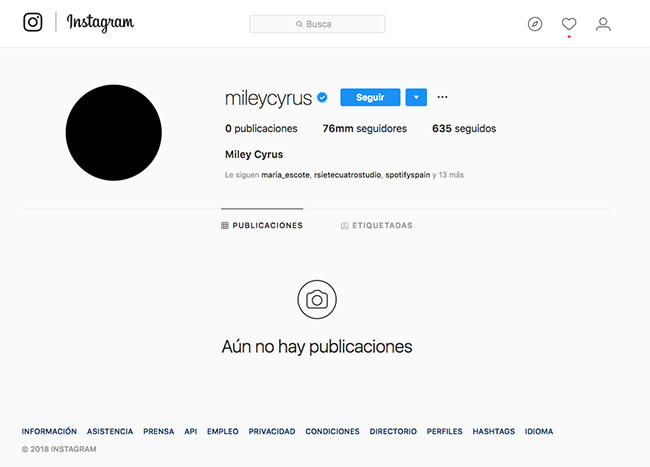 Miley Cyrus Instagram Vacio