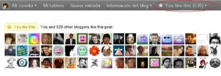 Wordpress.com también añade el botón "Me gusta" en sus blogs