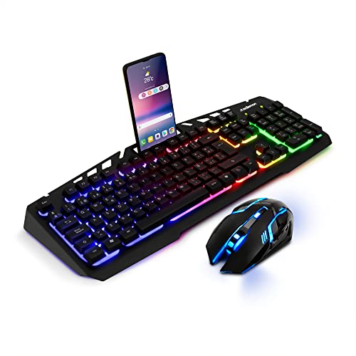 Redlemon Mouse y Teclado Alámbrico USB con Luz LED para PC 