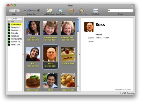 Espy, un organizador de contactos a la iPhoto