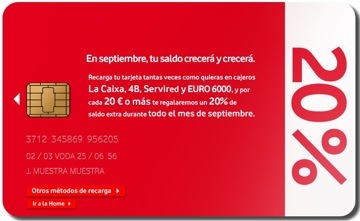 Hasta el domingo, 20% de saldo gratis al recargar Vodafone en cajeros