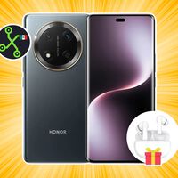 Celular Android de gama media con tres cámaras y 256 GB de memoria.  Trae audífonos inalámbricos de regalo