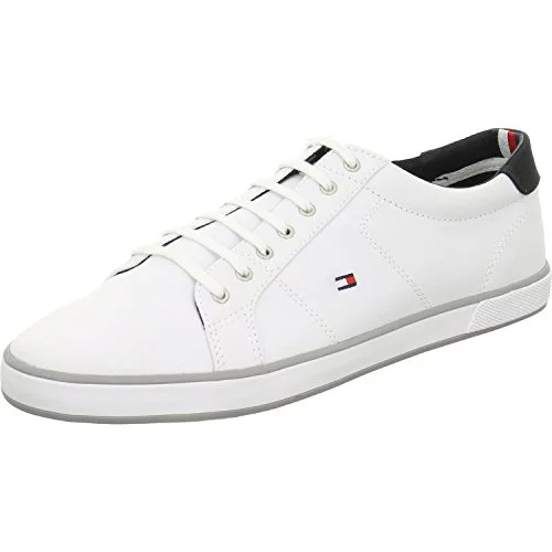 Tommy Hilfiger Zapatillas para Hombre Sneaker con Suela Vulcanizada, Blanco (White), 46