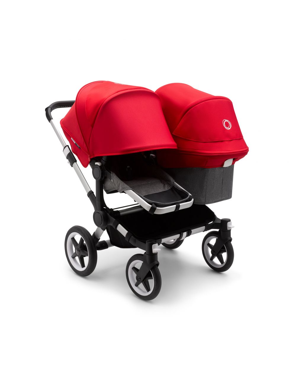 Cochecito silla 2 en 1 Bugaboo Donkey 3 para hermanos Aluminio/Gris jaspeado/Rojo