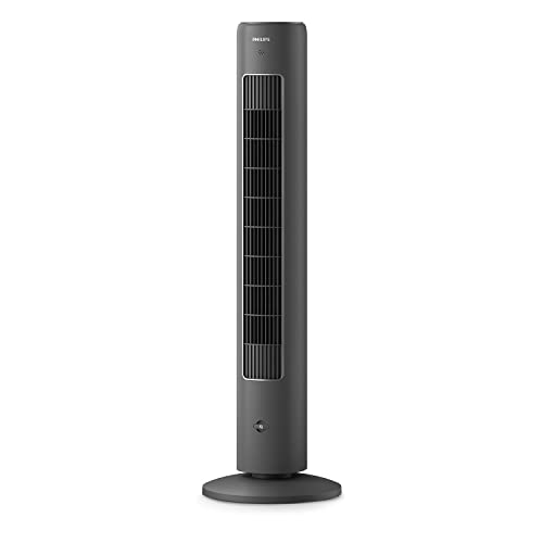 Philips Ventilador de torre Serie 5000, altura de 105cm, oscilación, mando a distancia, temporizador, 3 modos, 40 W, flujo de aire potente y silencioso, Negro (CX5535/11)