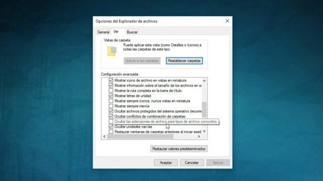 Opciones Del Explorador De Archivos