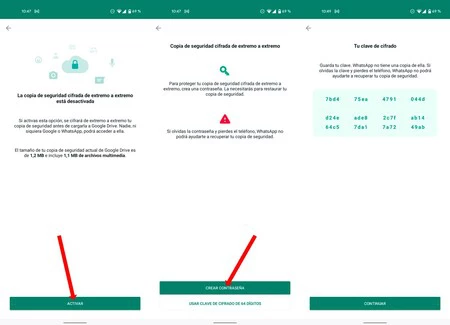 WhatsApp が提供する 64 桁のパスワードを使用してコピーを暗号化できますが、パスワードを作成する方が現実的です。