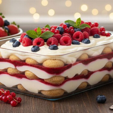 Prepara un tiramisú de frutos rojos con queso mascarpone: solo necesitas 8 ingredientes