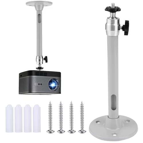 JSMTKJ Soporte Mini Proyector de Techo y Pared Universal - Aleación de Aluminio, Ajustable, Giro 360 Grados
