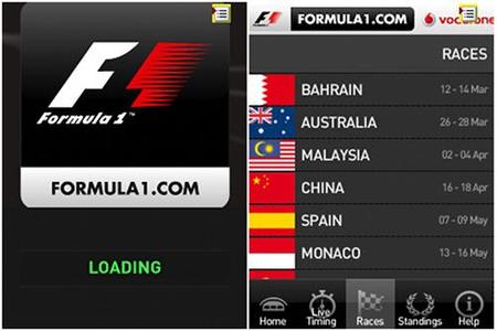 Fórmula 1 2010 App para dispositivos móviles. La probamos durante el pasado GP de Bahréin