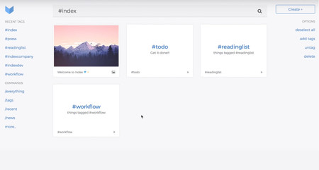 Index es un organizador minimalista para los amantes de los hashtags