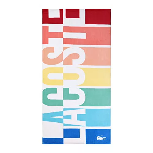 Lacoste Toalla de Playa 100% con Logotipo de arcoíris, 72 x 36 Pulgadas, arcoíris