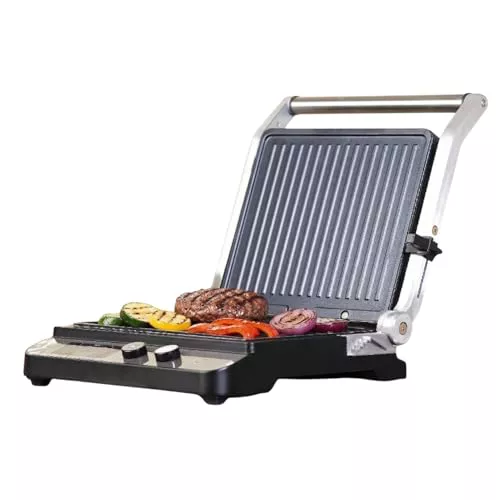 BLACK+DECKER - Parrilla Eléctrica 2000W | 2en1 Placas Lisas y Grill Antiadherente