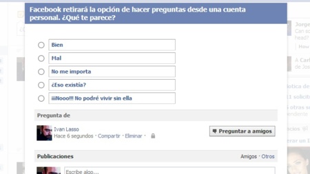 Facebook retirará la función de "Pregunta" de las cuentas personales
