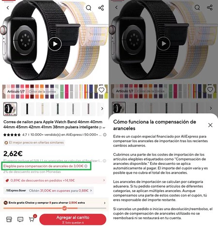 Compensacion Aranceles Aliexpress