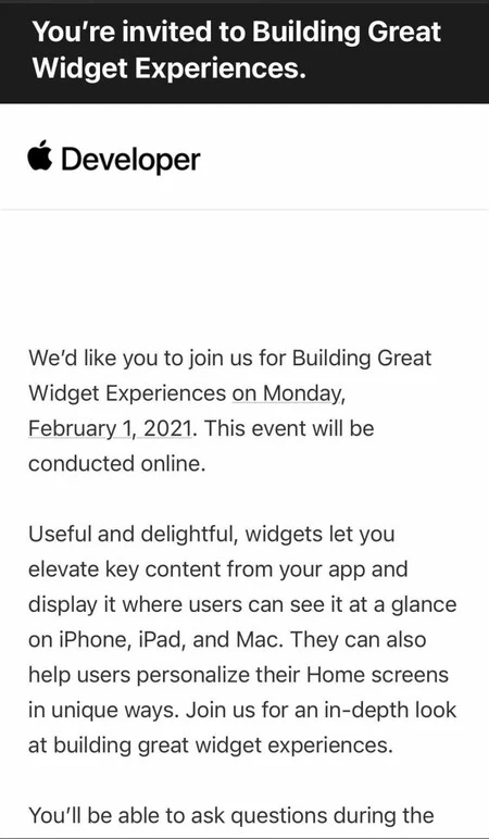 Apple 開発者ウィジェット イベント JPG