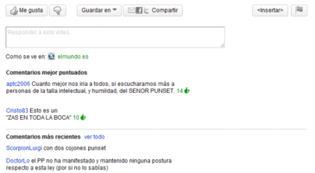 Comentarios en YouTube