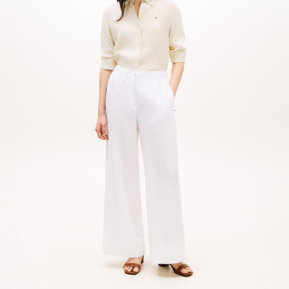 Pantalón de mujer en lino con cintura elástica Tommy Hilfiger