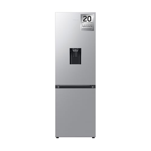Samsung Frigorífico Combi IA 185.5cm Balda Botellero, Dispensador de agua 341L Clase D Plata RB34C632DSA/EF