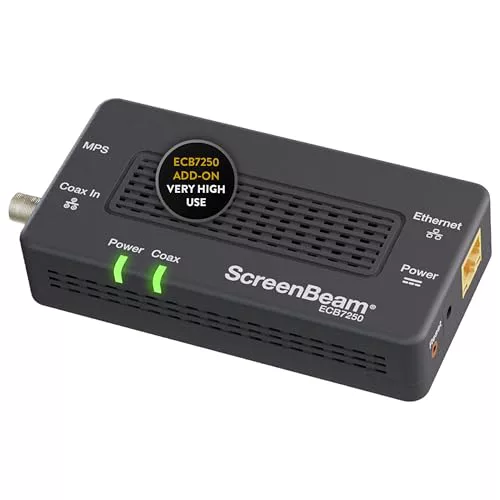 ScreenBeam - Adaptador de Red Moca 2.5 para Internet de la más Alta Velocidad, Ethernet sobre coaxial, Adaptador de complemento único para Red Moca existente (Modelo: ECB7250S02)