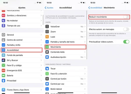 Reducir Movimiento Ios