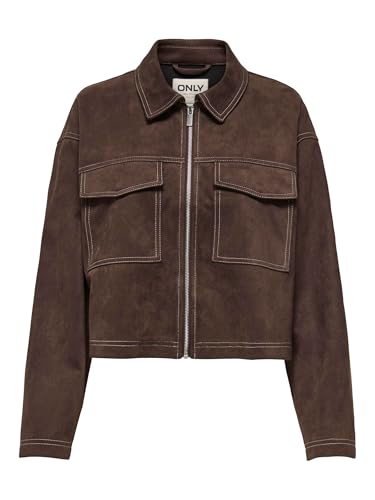 ONLY Faux Suede Jacket Onlstina Life CC Pnt-Chaqueta de Ante sintético, Seal Brown, L Mujeres