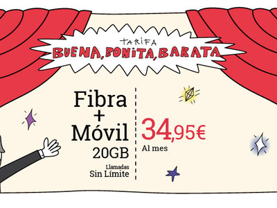 Lowi recupera su tarifa fibra a 100 Mbps y móvil con 20 GB por 34,95 euros