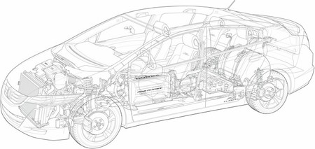 Honda FCX Clarity dibujo de línea