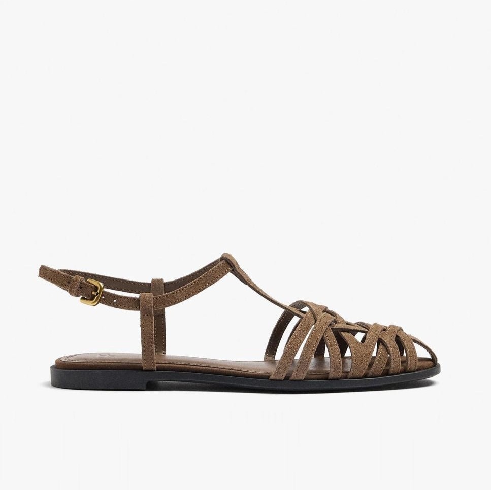 Sandalias planas de mujer de piel Parfois