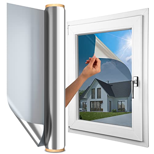 MARAPON Vinilo Efecto Espejo para Ventanas Plata