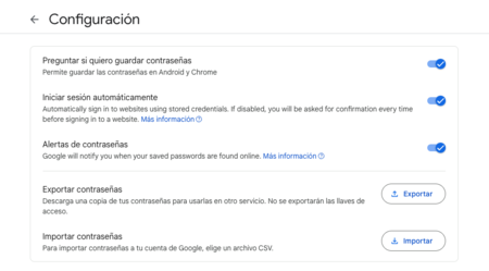 Como importar contraseñas en Google