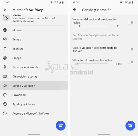 Swiftkey Sonido Vibración