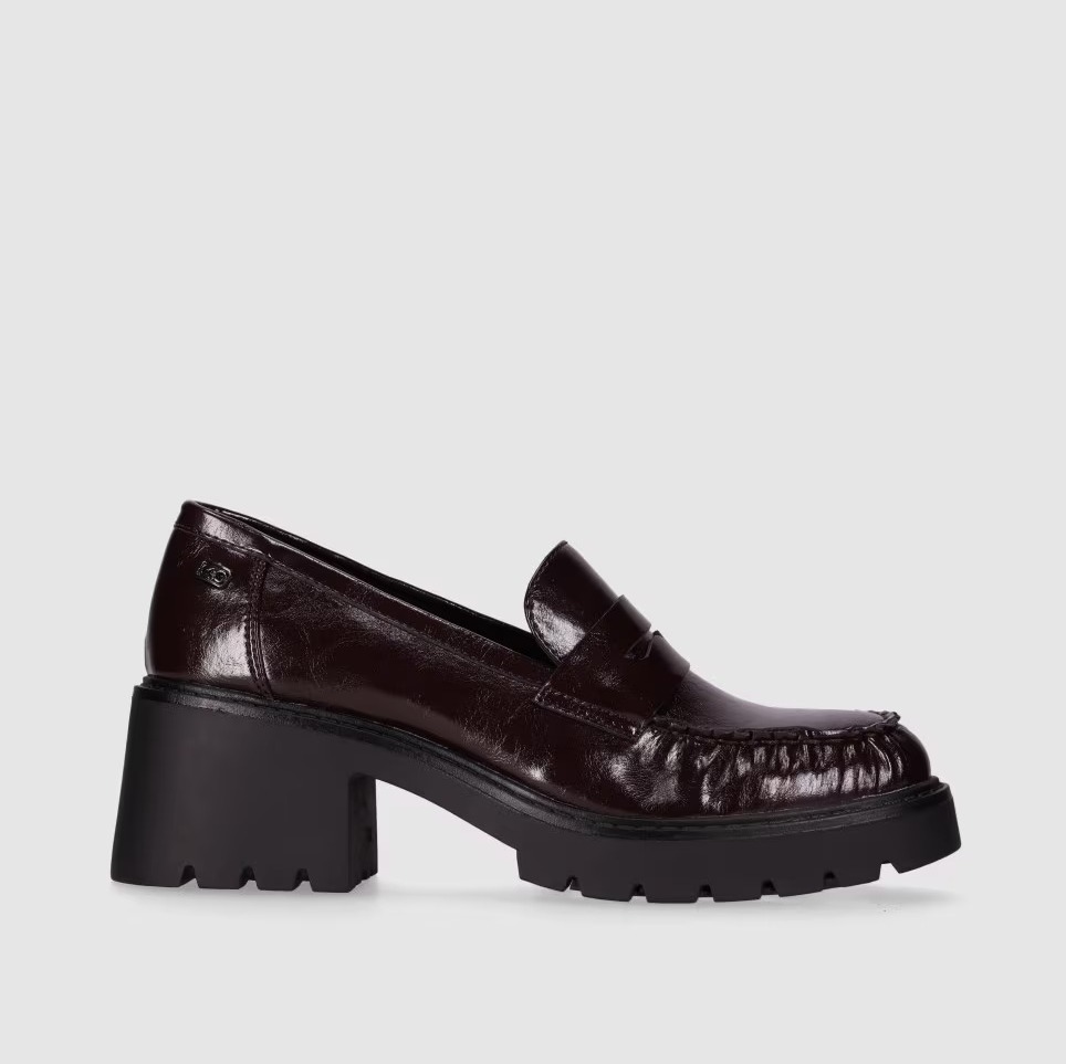 Mocasines con tacón de mujer con suela track de estilo moderno - Chika10 - Marrón

