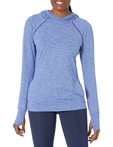 Amazon Essentials Sudadera con capucha para mujer Brushed Tech Stretch Popover (disponible en tallas grandes), teñido espacial azul, XL