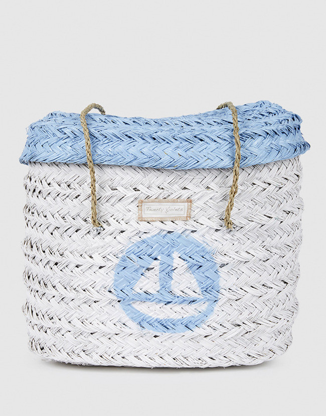 Capazo Azul Y Blanco