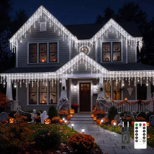 PEMOTech Cortina Luces Navidad Exterior, 10 m 423 LED