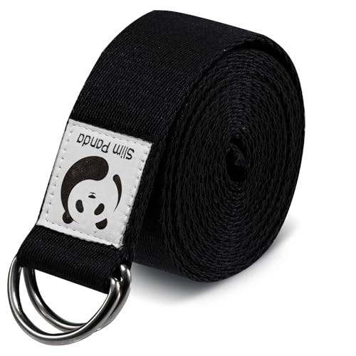 Slim Panda Cinturon Yoga Algodón, Práctica Correa Yoga Yoga Accesorios para Estiramiento y Fitness,Yoga Banda con Hebilla Deslizante Metálica, (180 / 250cm)