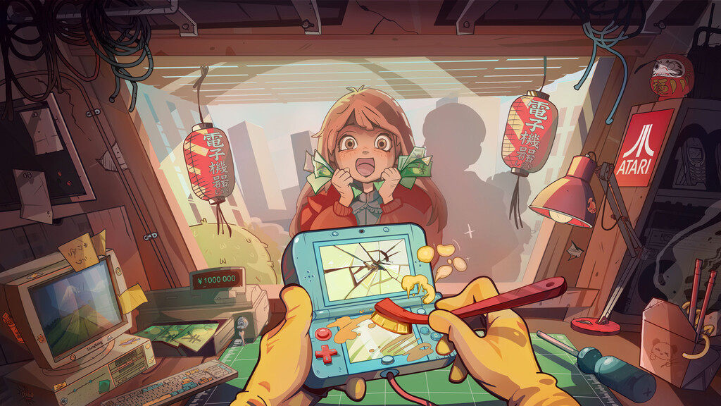 Ya puedes probar gratis este juego cozy que es pura nostalgia: reparar consolas retro durante los 2000 en una tienda de Tokio 