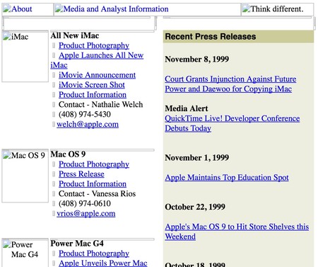 Apple Notas Prensa 1999