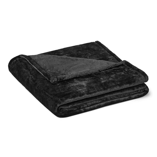 Amazon Basics Manta de Forro Polar Suave y Cálida para Sofá, 127 x 152 cm, Negro