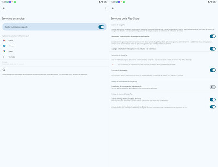 Configuración de notificaciones push y ajustes de Google Play en MicroG
