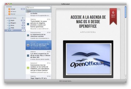 Caffeinated, un lector de noticias RSS que promete
