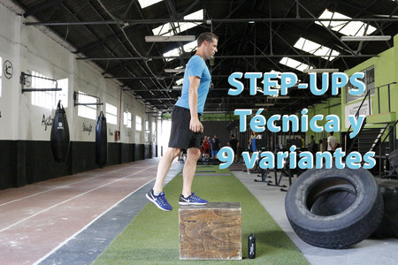 Ejercicio de fuerza step-ups, y sus nueve variantes