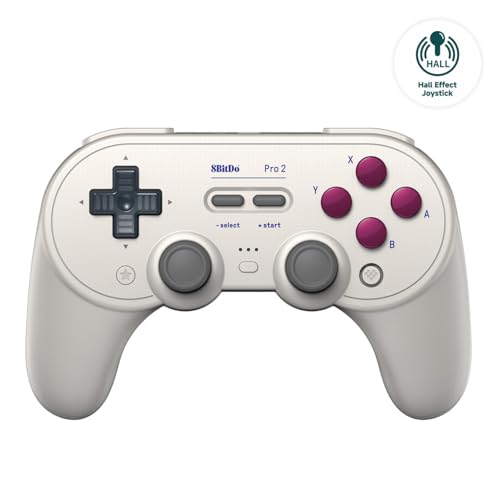 8Bitdo Pro 2 Bluetooth Controller for Switch, Hall Effect Joystick Update, Wireless Gaming Controller for Switch, PC, Android, and Steam Deck & Apple (G Classic Edition)