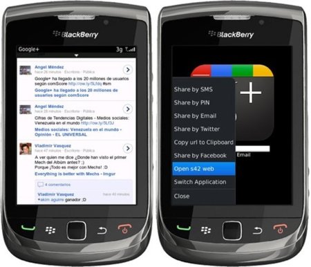 Google+ para BlackBerry OS 6, aunque no de forma oficial