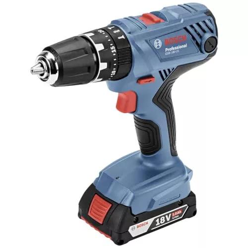 Bosch Professional 18V System GSB 18V-21 - Taladro percutor a batería (55 Nm, 1800 rpm, 2 baterías x 2.0 Ah, en L-BOXX)