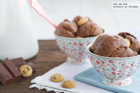 Helado de triple chocolate con cookies. Receta