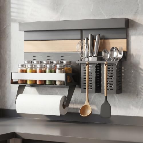 doporro Estante de Cocina Gris con Riel de Aluminio