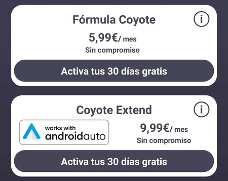 Android での Coyote の月額サブスクリプション